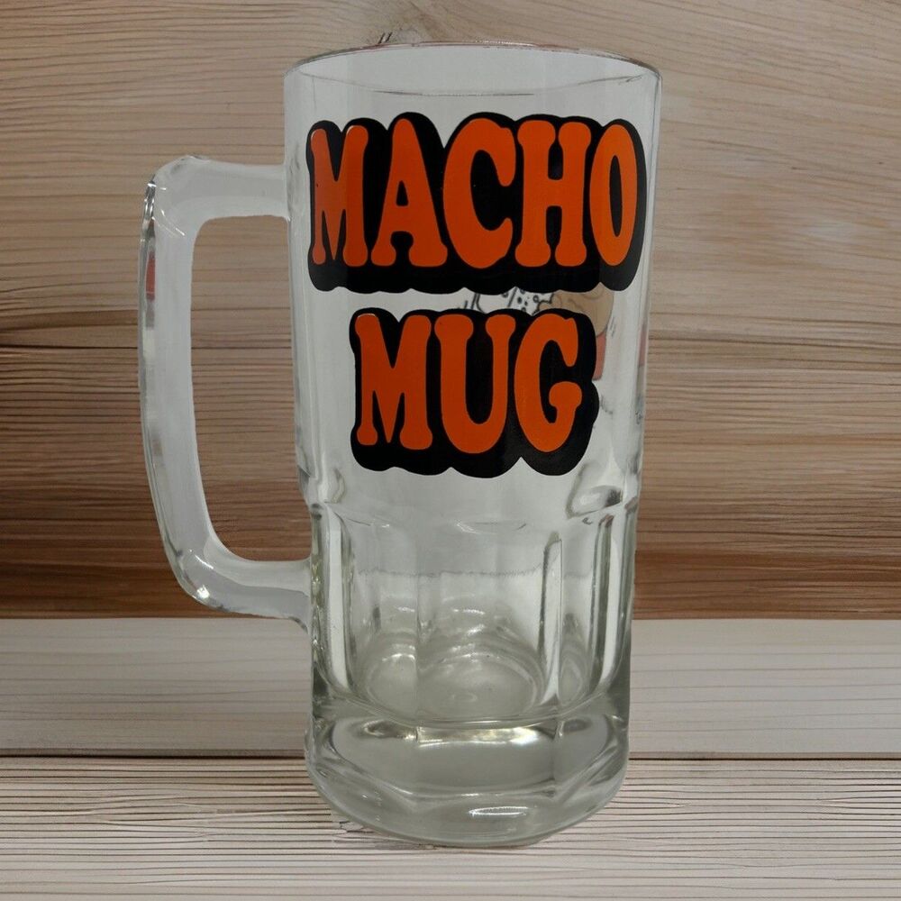 Vintage‎ 1979 Ziggy Macho Mug Huge 8" 32 OZ Glass Stein Mug Tom Wilson